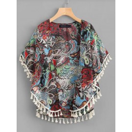 Women Summer Batwing Sleeve Floral Beach Cardigans